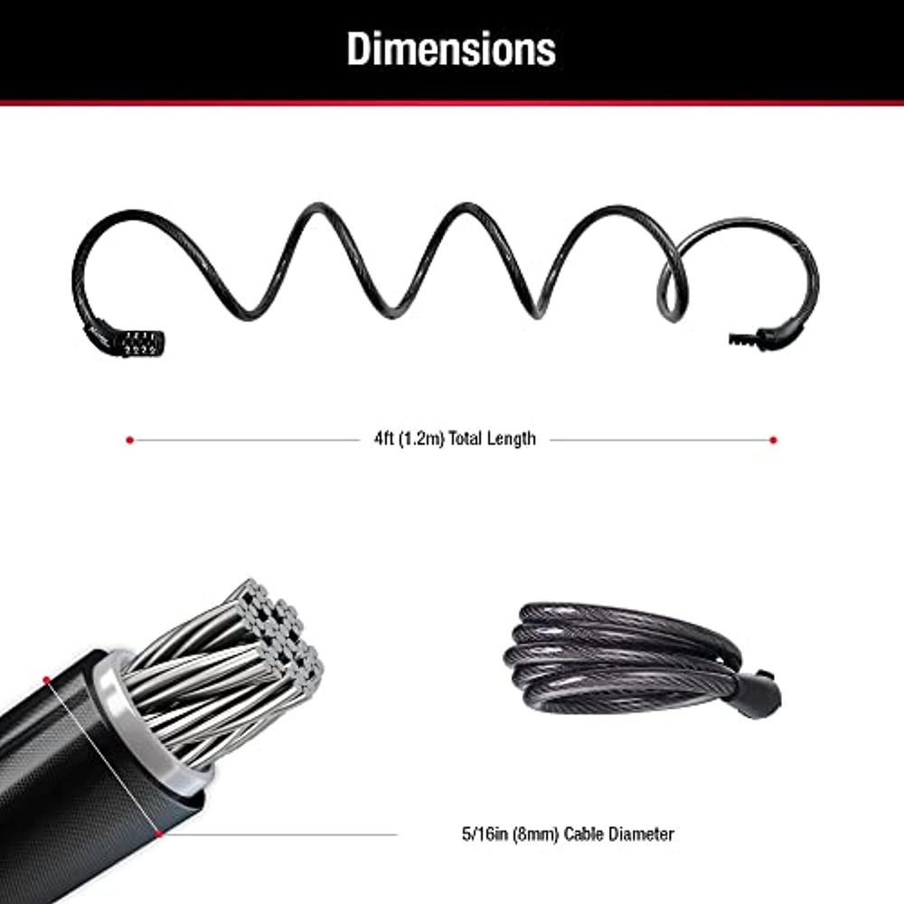 Master Lock 8143D Bike Lock Cable with Combination