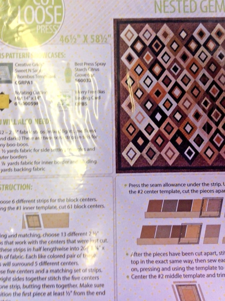 CUT LOOSE PRESS #CLPKSE005 NESTED GEMS QUILT PATTERN