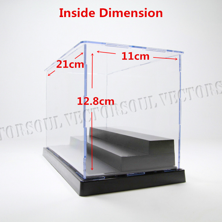 US 8.8"L Acrylic Display Box 3 Steps Plastic Base Case Self-Install Dustproof UV