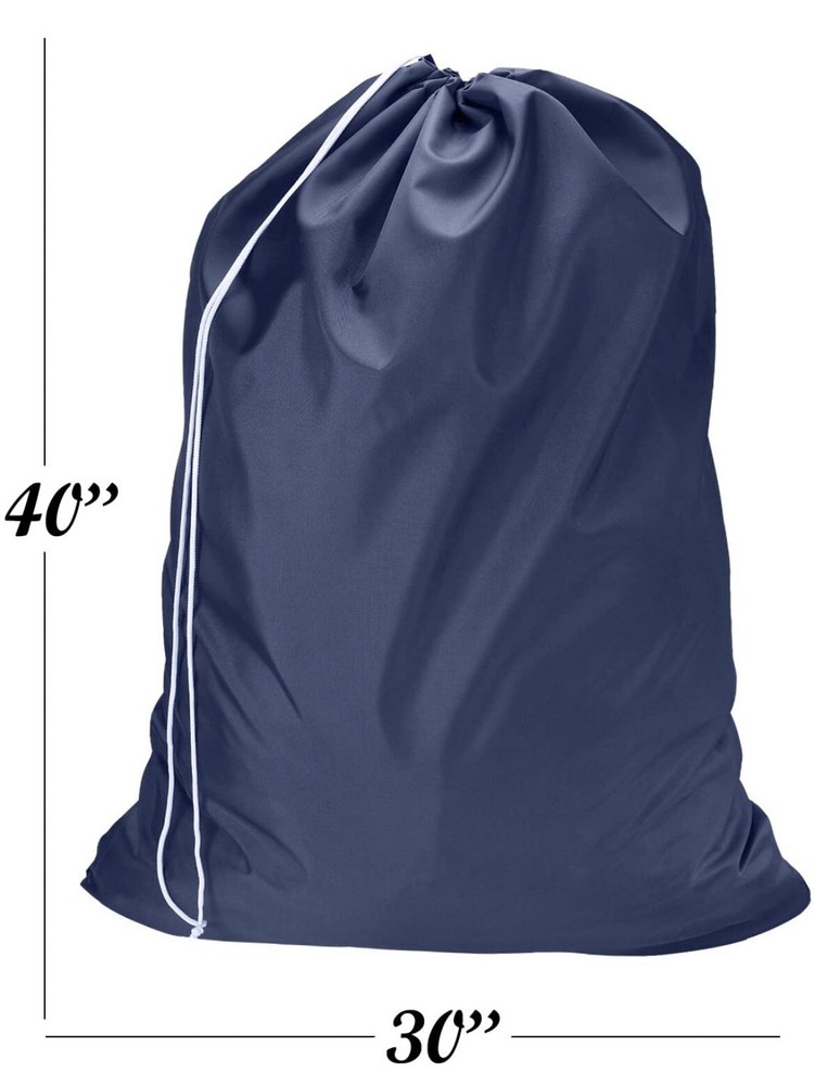 2-Pack Extra Large Heavy Duty Nylon Laundry Bag Locking Drawstring Closure, Navy