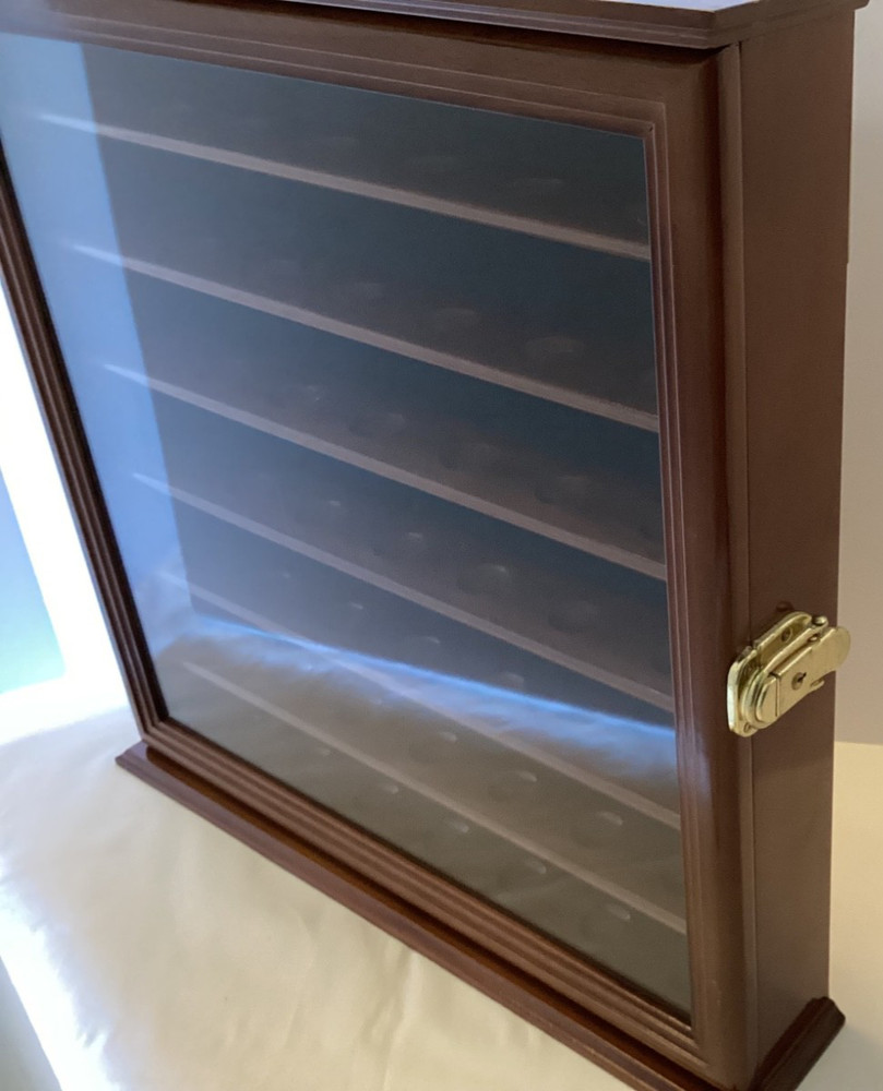 49 Golf Ball Display Case Cabinet Wall Rack Holder Solid Wood Frame