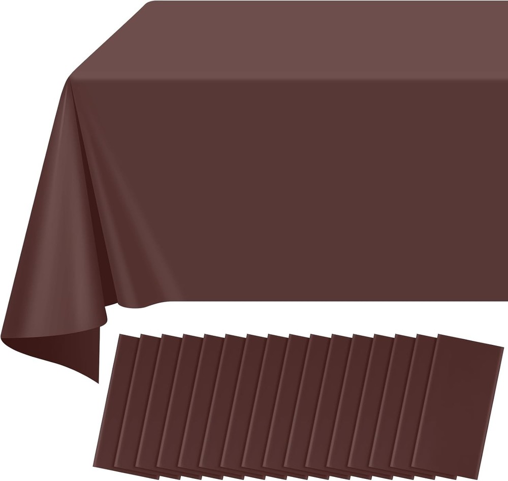 32 Pack Black Plastic Tablecloth Rectangle Tables Premium Decorative Black