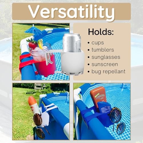 Storage Theory Pool Cup Holders – Clip-On Pool Cup Holder for 4 Pack White
