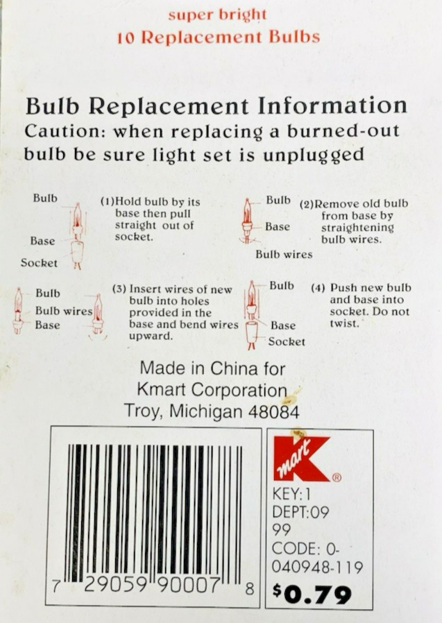 6 volt Christmas Light Bulbs Green Mini Replacement for 20 Light String 10 pack