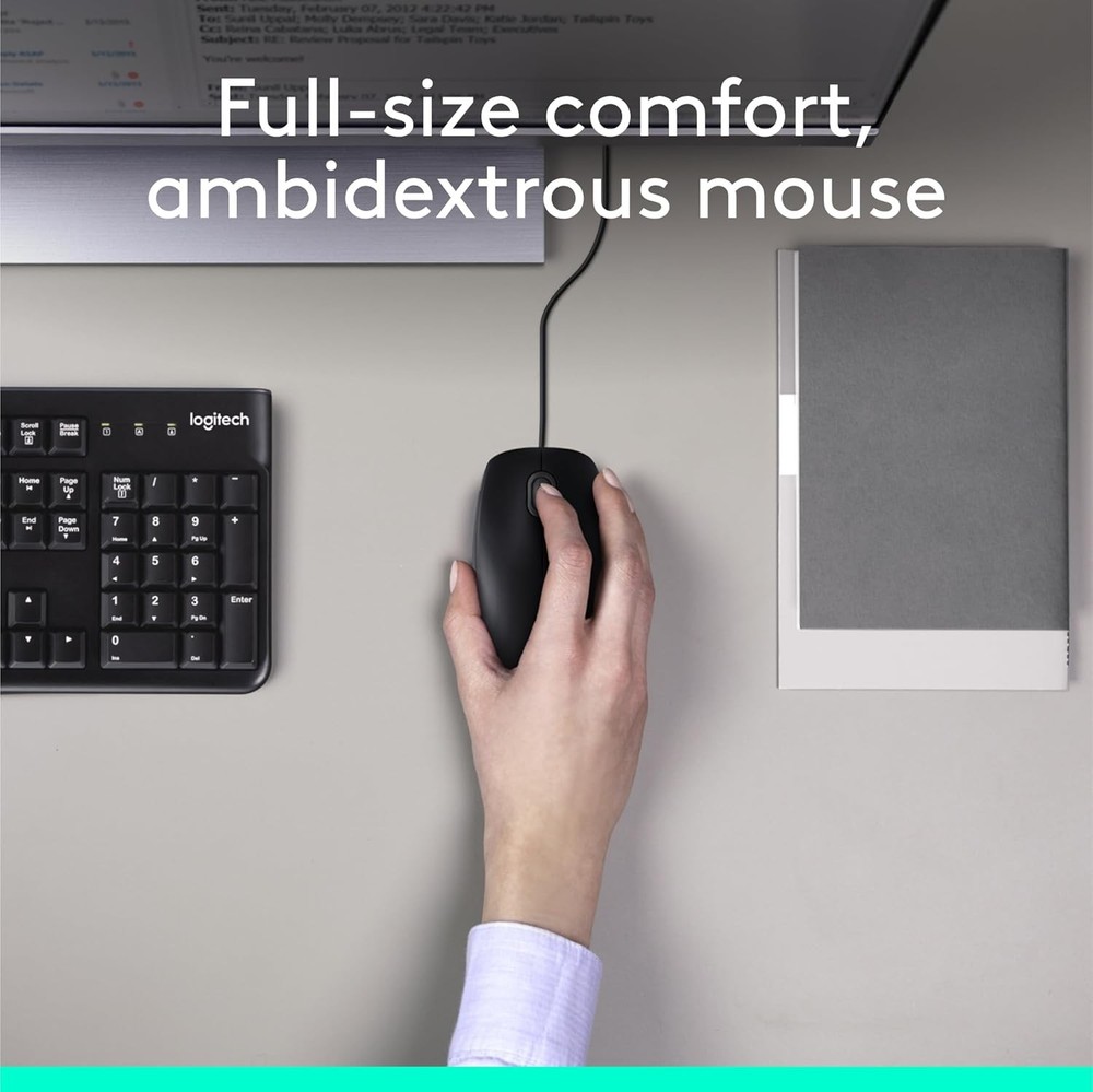 Ergonomic Full-Size USB Keyboard & Optical Mouse Combo - Ideal for Windows