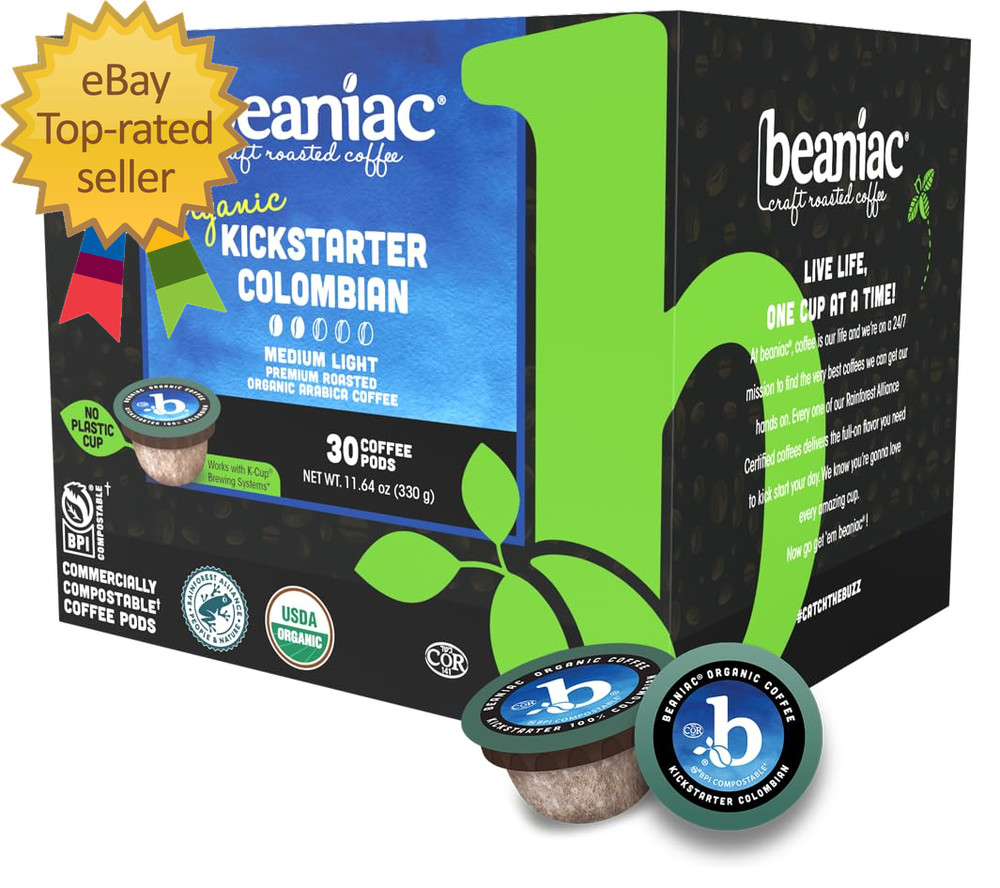Organic Kickstarter Colombian, Medium Light Roast, Single Serve Compostable K Cu