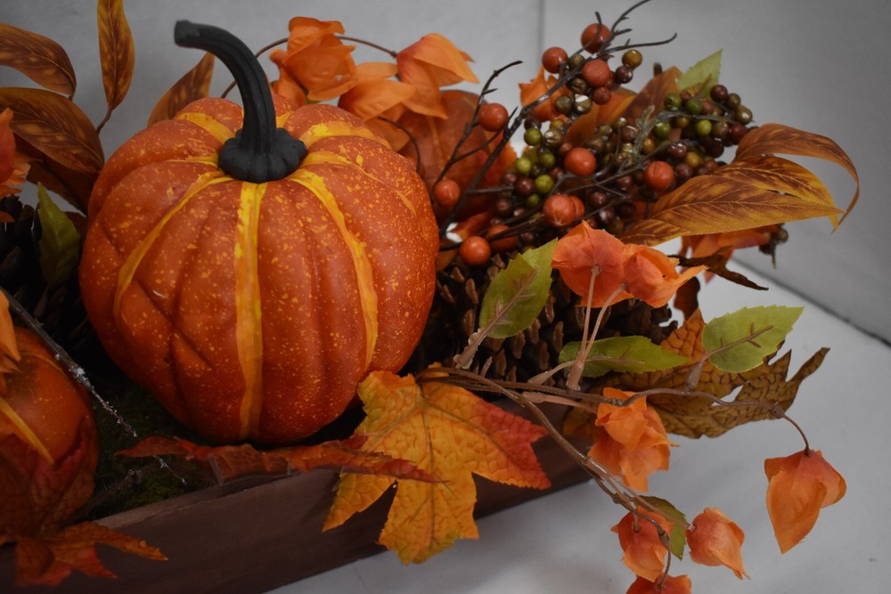 Halloween Fall Leaves Pumpkin Autumn Table Rectangular Bowl Table Home Decor