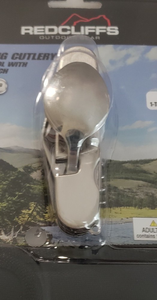 Stainless Steel Camping Cutlery Multi-tool With Belt Pouch 7 Functions