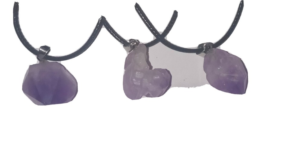 Amethyst Gemstone Pendant with Leather Necklace