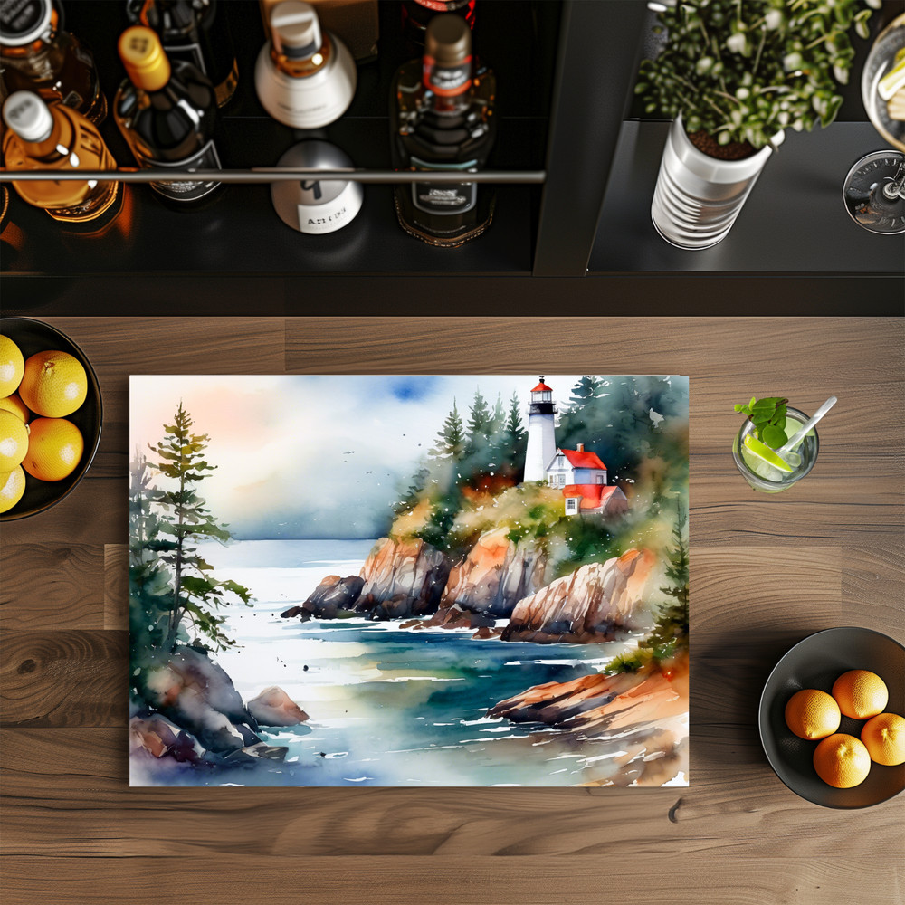 Lighthouse, 11x8" Tempered Glass Cutting Board, Sublimated, (cut228)