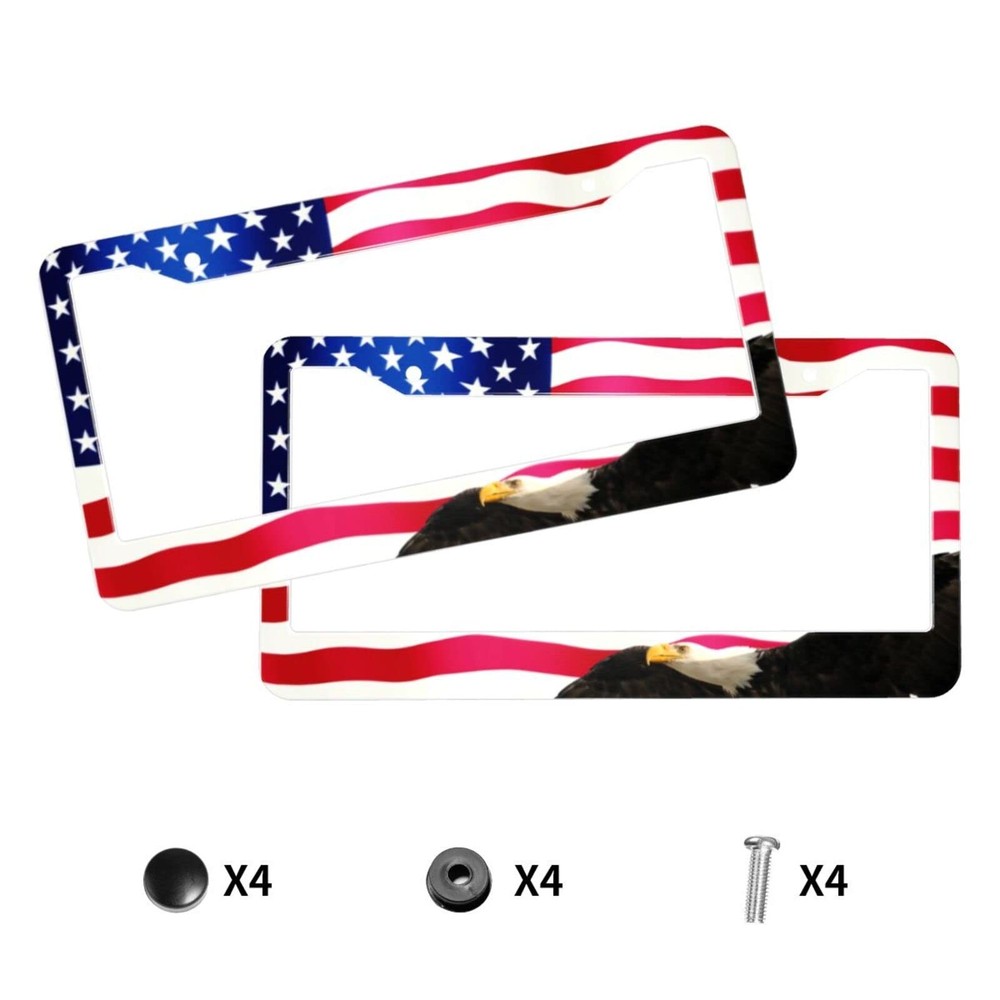 American Flag License Plate Frame 12.3 x 6.3, Eagle Frames