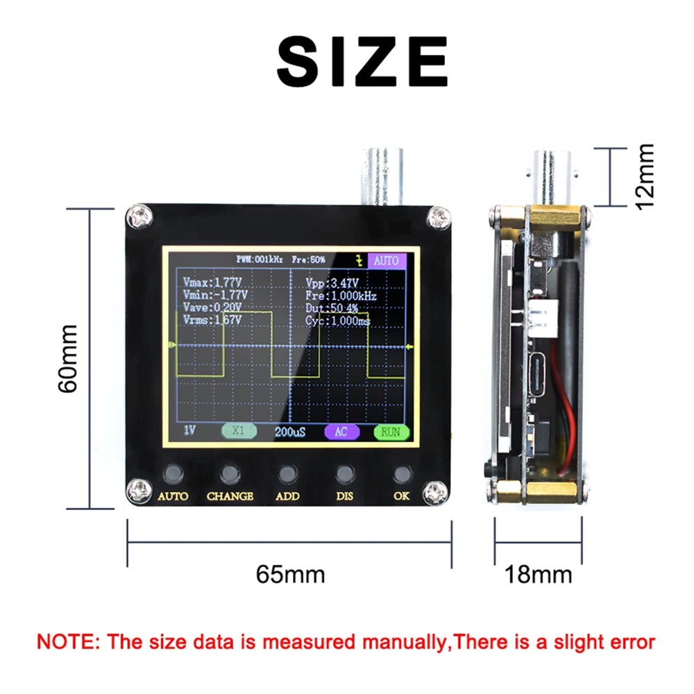 Mivofun 138Pro Mini Handheld Digital Oscilloscope Kit, 2.5MS/s High Sampling ...