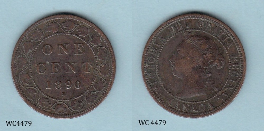 Canada 1 Cent 1890 H (Vicrtoria) Coin B