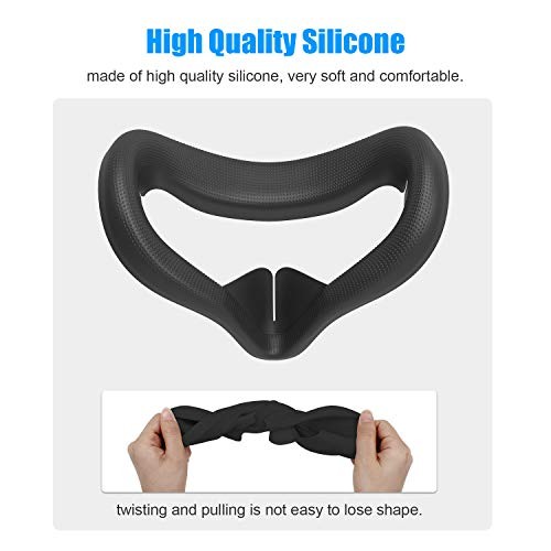 Face Cushion Pad Replacement Compatible with Oculus Quest 2, Silicone Black