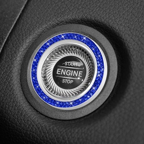 Car Engine Start Stop Decoration Ring, Car Engine Start Button 1PCS Bright Blue