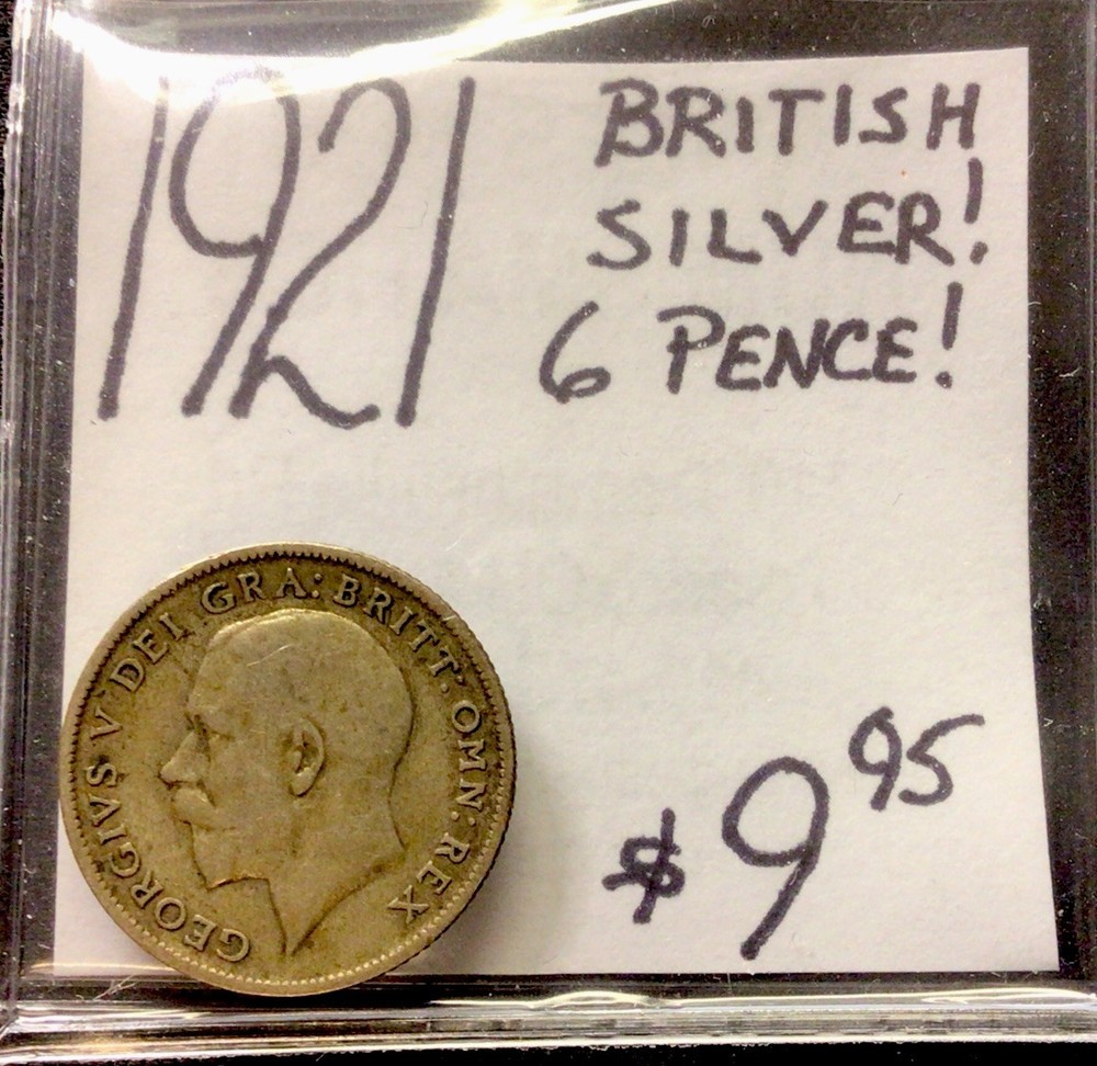 1921 British Silver! 6 Pence! ENN Coins