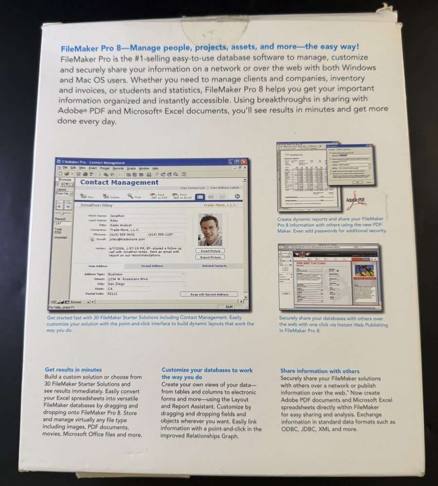 FILEMAKER PRO 8 SOFTWARE & User Guide/Resource Guide FOR Windows AND MAC Vb8