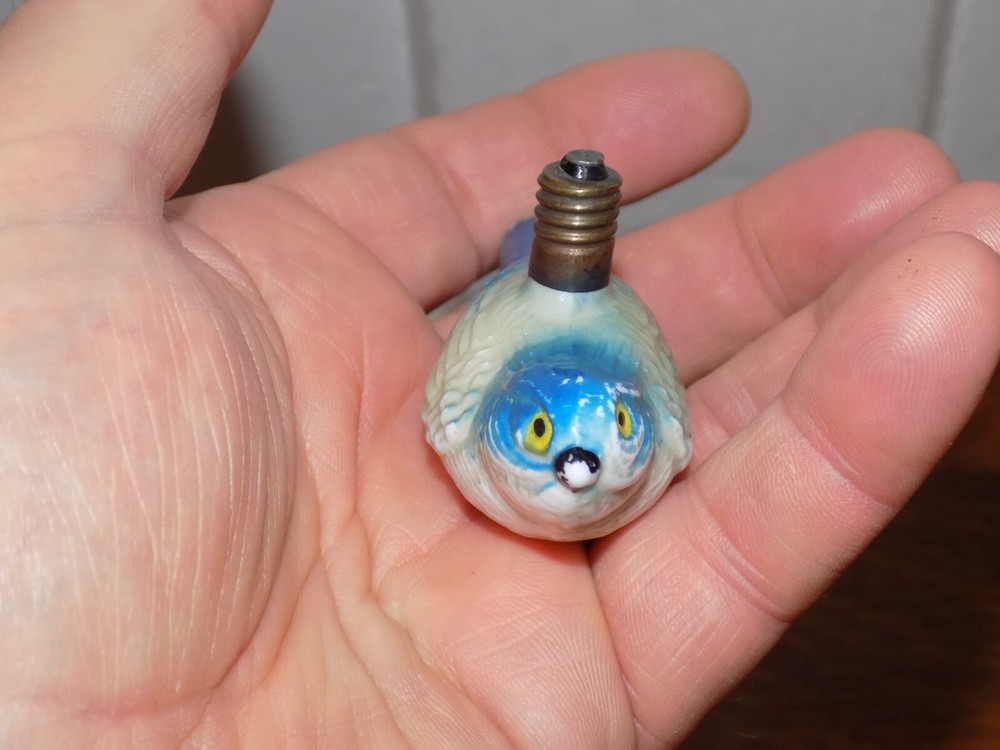 Vintage Glass Blue Bird Light Bulb