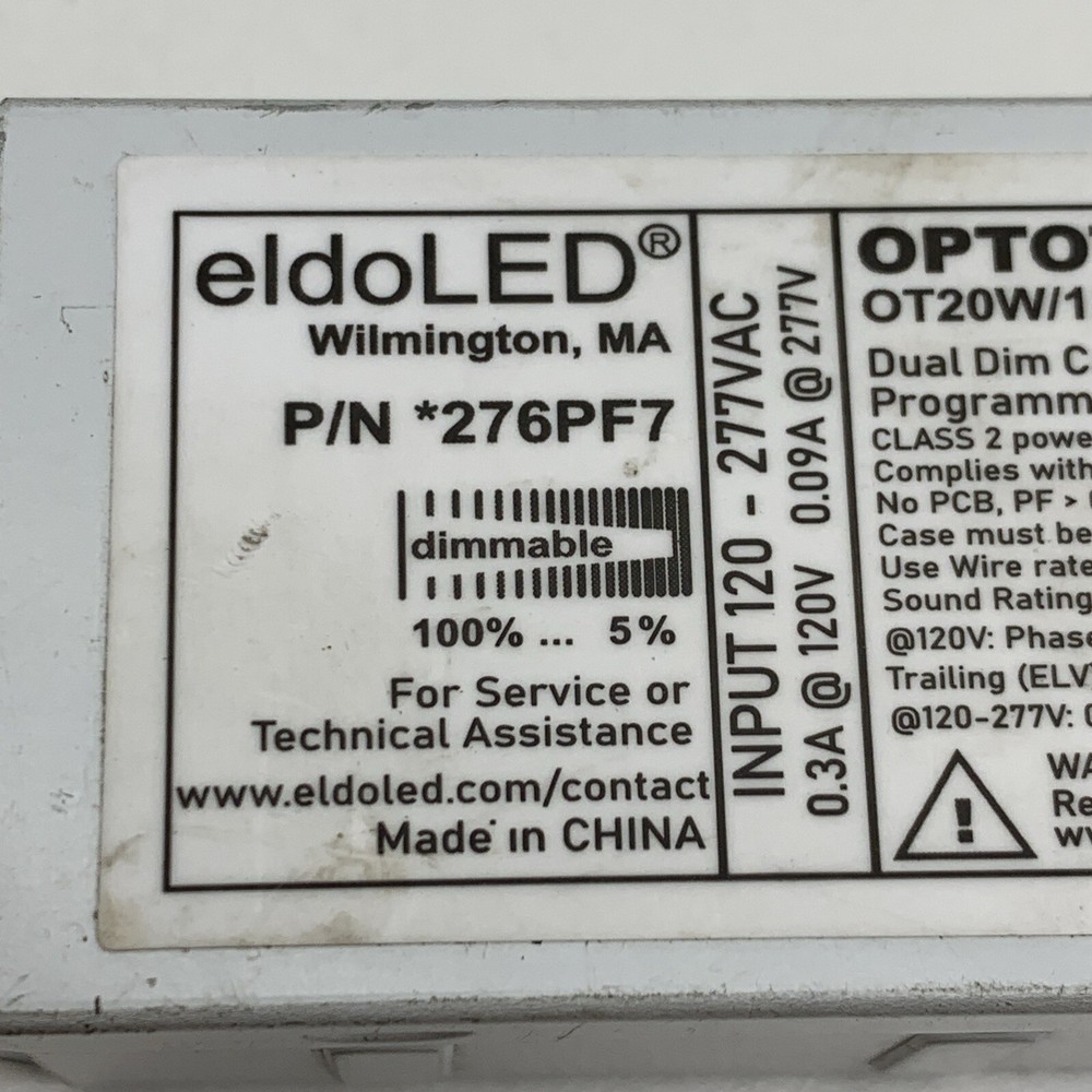 eldoLED OT20W/120-277/0A5/DIM-5/F Constant Current Programmable LED Driver 20W
