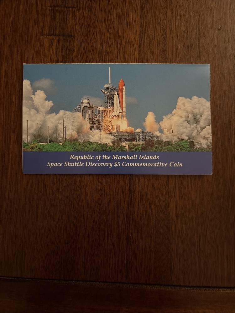 1988 Marshall Islands Space Shuttle Discovery $5 Commemorative Coin, Sealed, CoA