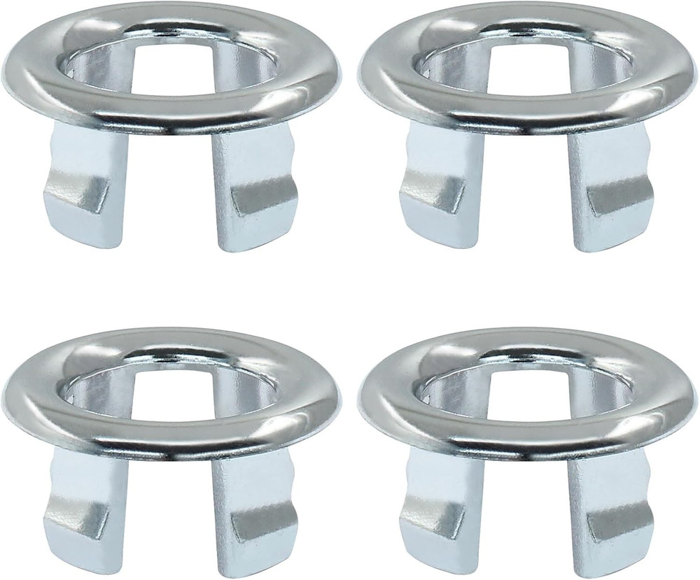4 Pack Sink Overflow Ring Bathroom, Trim Round Silver