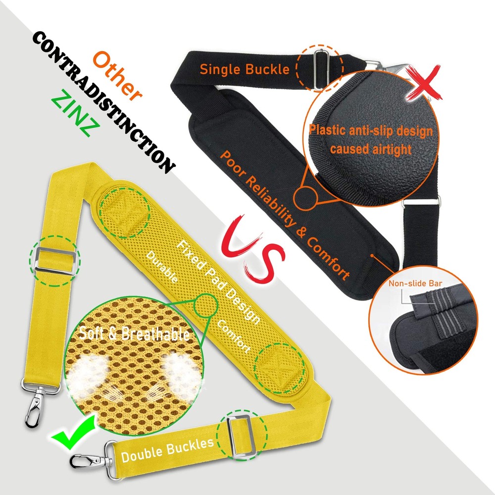 Shoulder Strap, 57" Padded Adjustable Shoulder Bag Strap Replacement (Yellow)