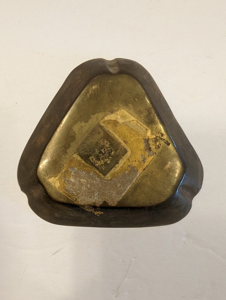 Enamel On Brass Floral Triangle Trinket Dish
