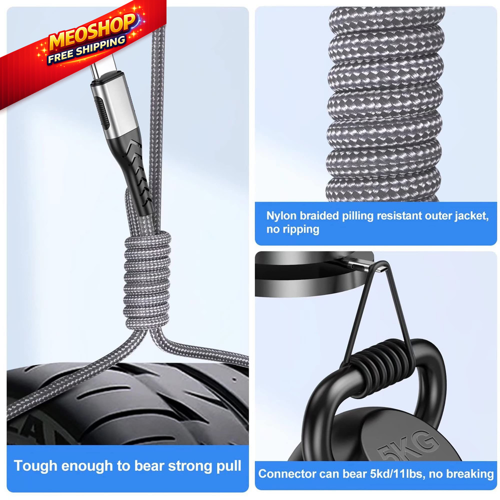 Durcord USB C Cable, Upgarded 2Pack 10ft Fast Type C 10ft, Silver