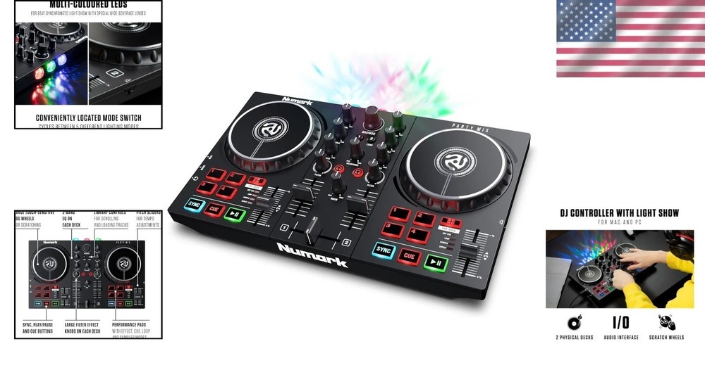Compact 2 Deck Party Mix II DJ Controller - Perfect for Learning and Mixing