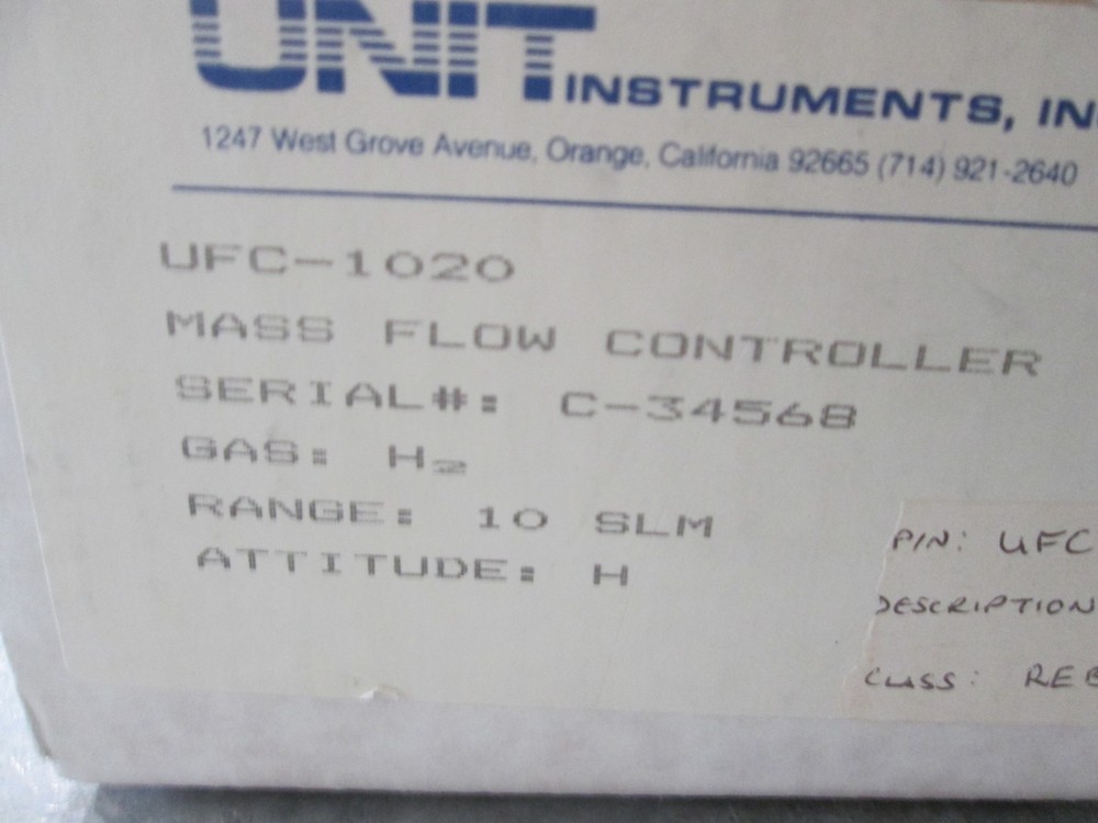 Unit, UFC-1020, Mass Flow Controller, H2, 10 SLM, New