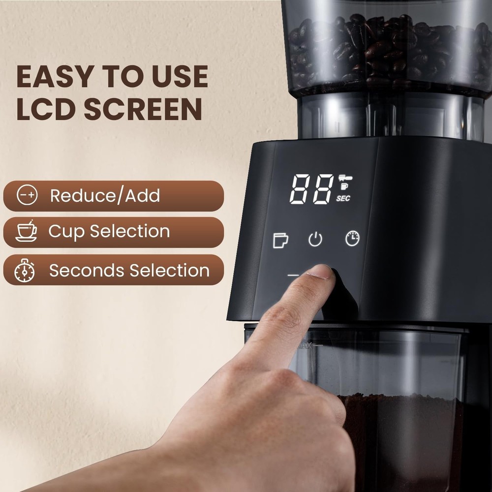 Conical Burr Coffee Grinder with Touch Panel with 30 Grinding Settings,2-12 Cups