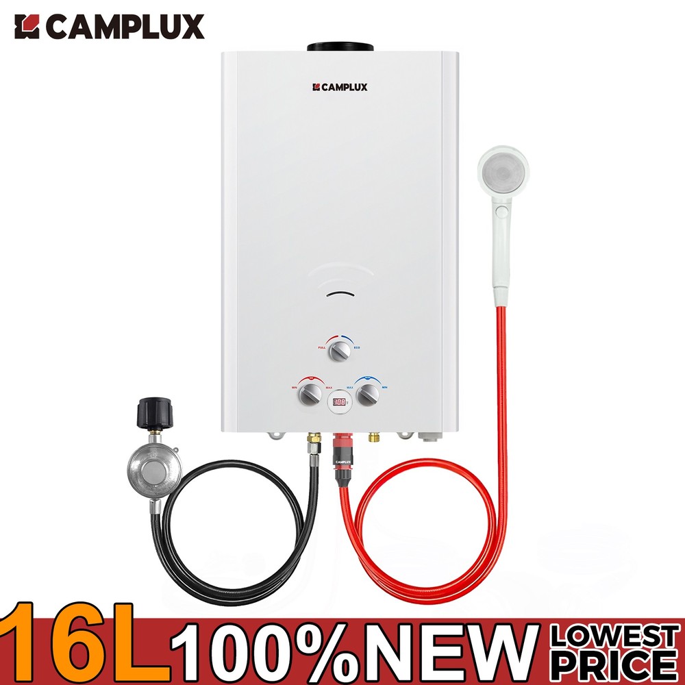 CAMPLUX 16L Tankless Propane Gas Water Heater 4.22GPM Outdoor Instant Hot Shower