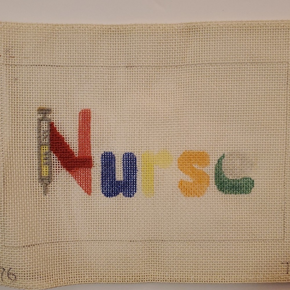 Nurse Needlepoint Canvas 18 ct 8x5 In STARTED  Hand Painted