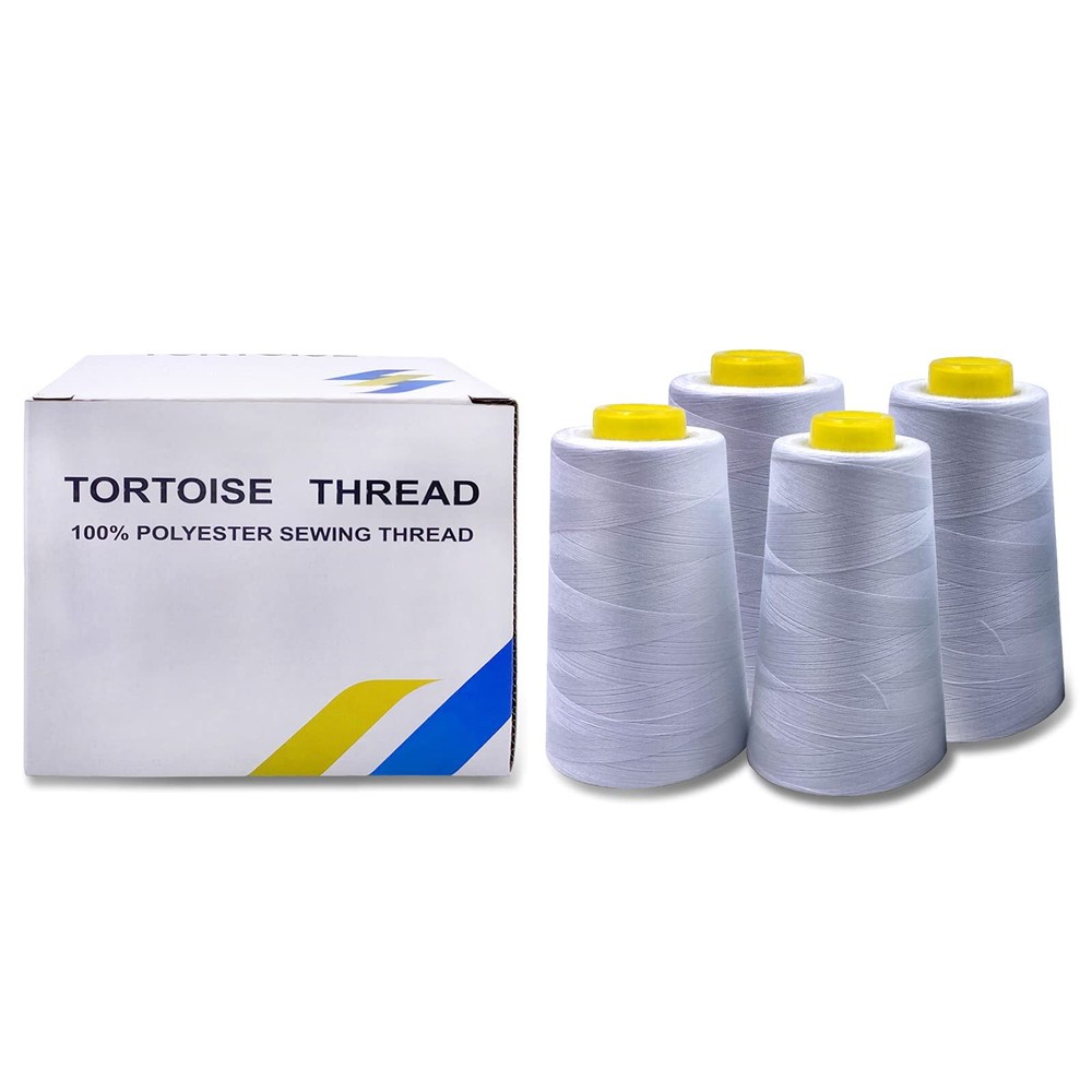 4 Cones 3000 Yards White All Purpose Polyester Thread 40S/2 for Serger