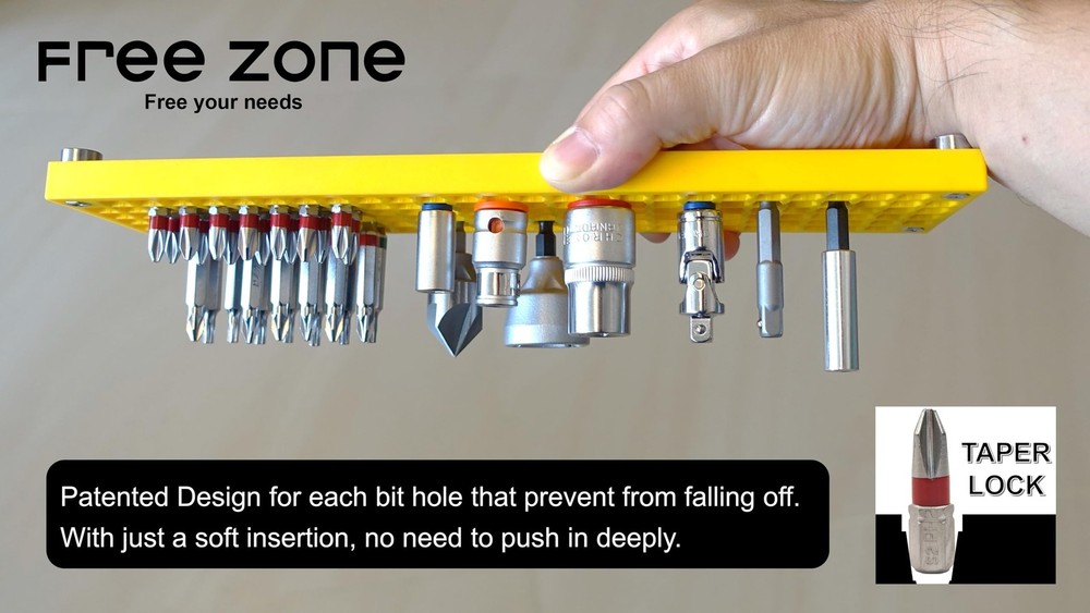 FREE ZONE Bit Organizer Set (Black) – 158-Hole Storage – One Size, Black