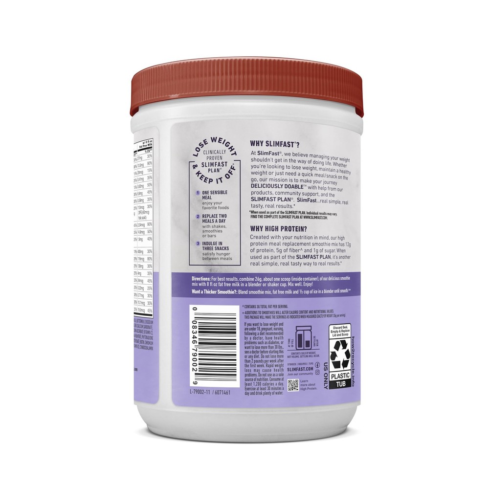 SlimFast Advanced Nutrition High Protein Meal Replacement Smoothie Mix, Vanil...