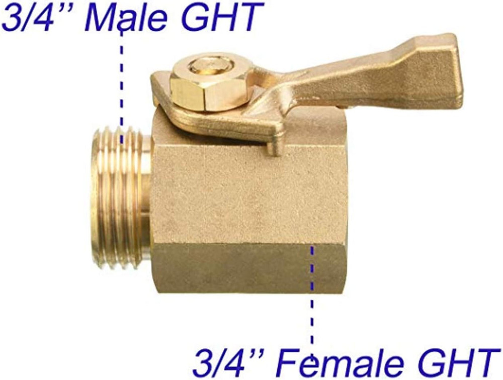 2 Pack Solid Brass Garden Hose Shut off Valve with 2 Extra Rubber Washers, 3/4 I