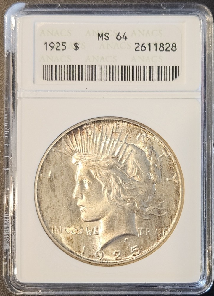 1925 Silver Peace Dollar Soapbox ANACS MS64 Nice Eye Appeal