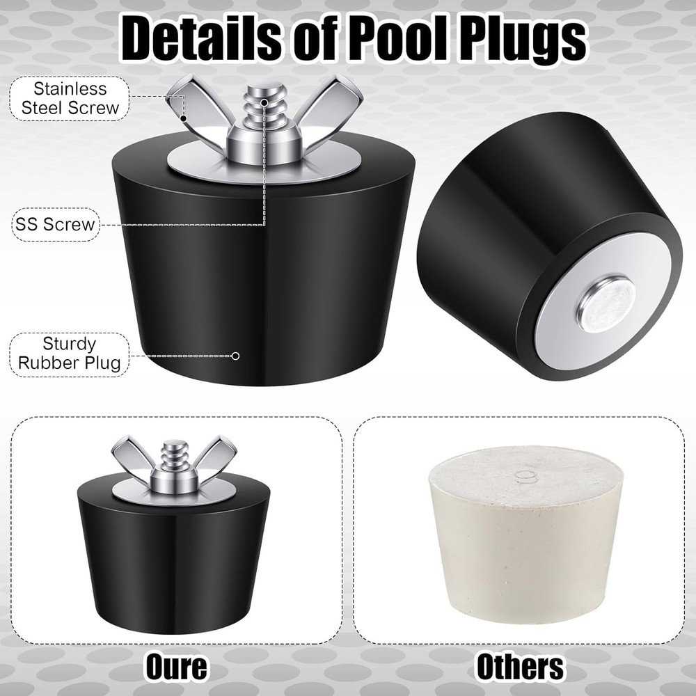4 Pack 3 Size Pool Return Plugs Pool Skimmer Plug, Pool Winterizing Plug Pool...