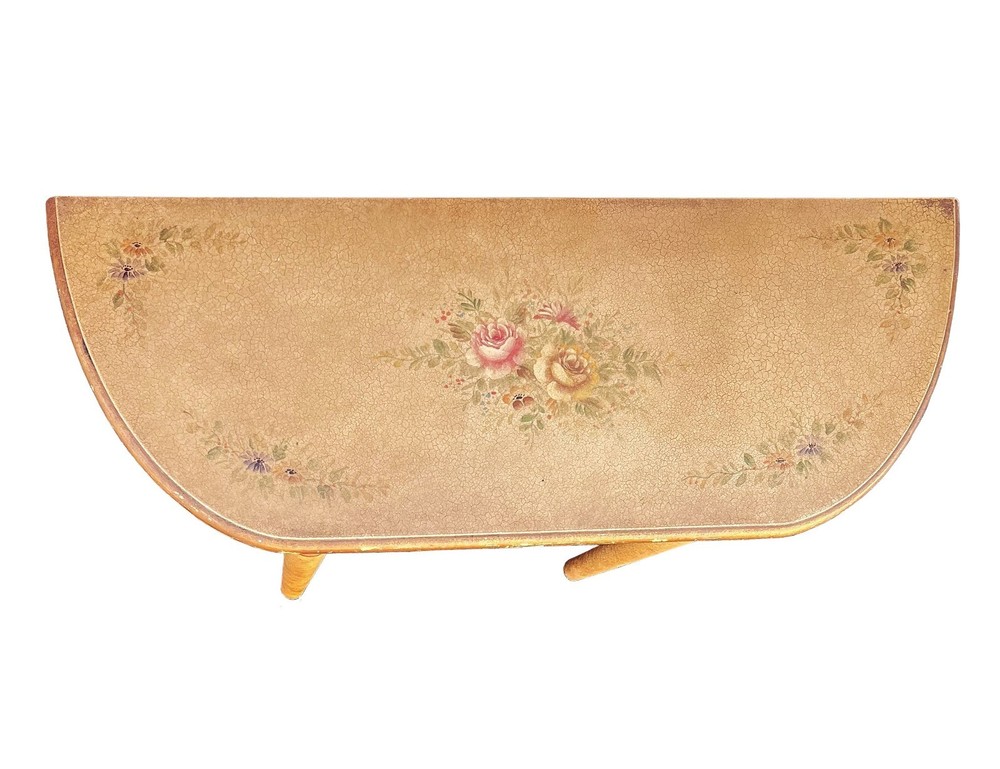 Vintage Floral Demilune Console Table Half Moon Entryway Sofa Table 40" L