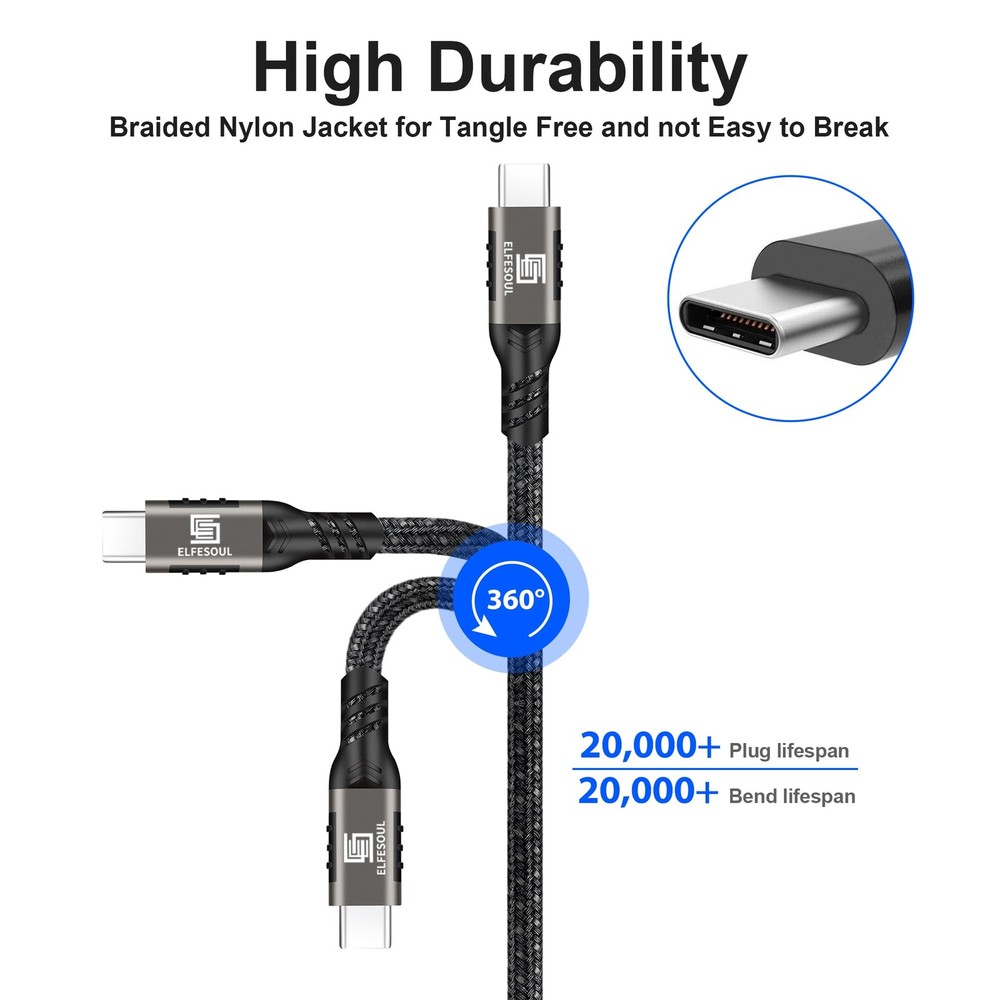 USB C Cable 6.6ft, USB-A to USB-C 3.1 3.2 Black(1-Pack)