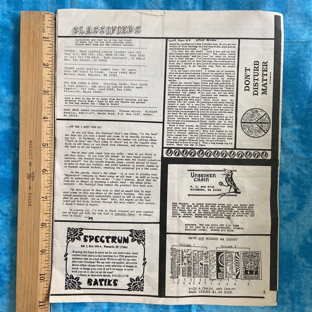 grateful dead unbroken chain August 1987