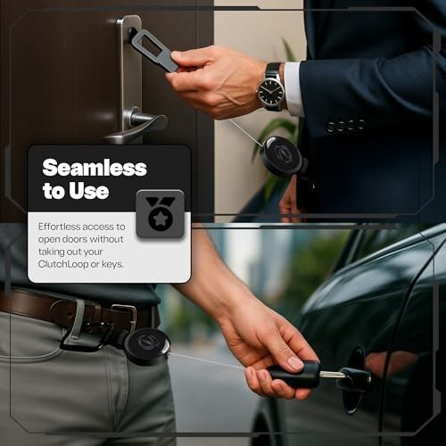 ClutchLoop Anti-Theft Phone Tether - Universal Adhesive Anchor, Retractable Stee