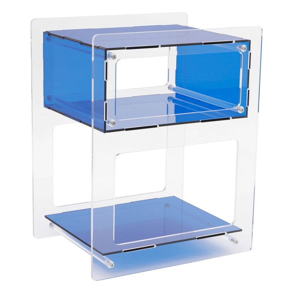 Blue Acrylic Side Table, Acrylic Nightstand, Rectangle Storage Shelf