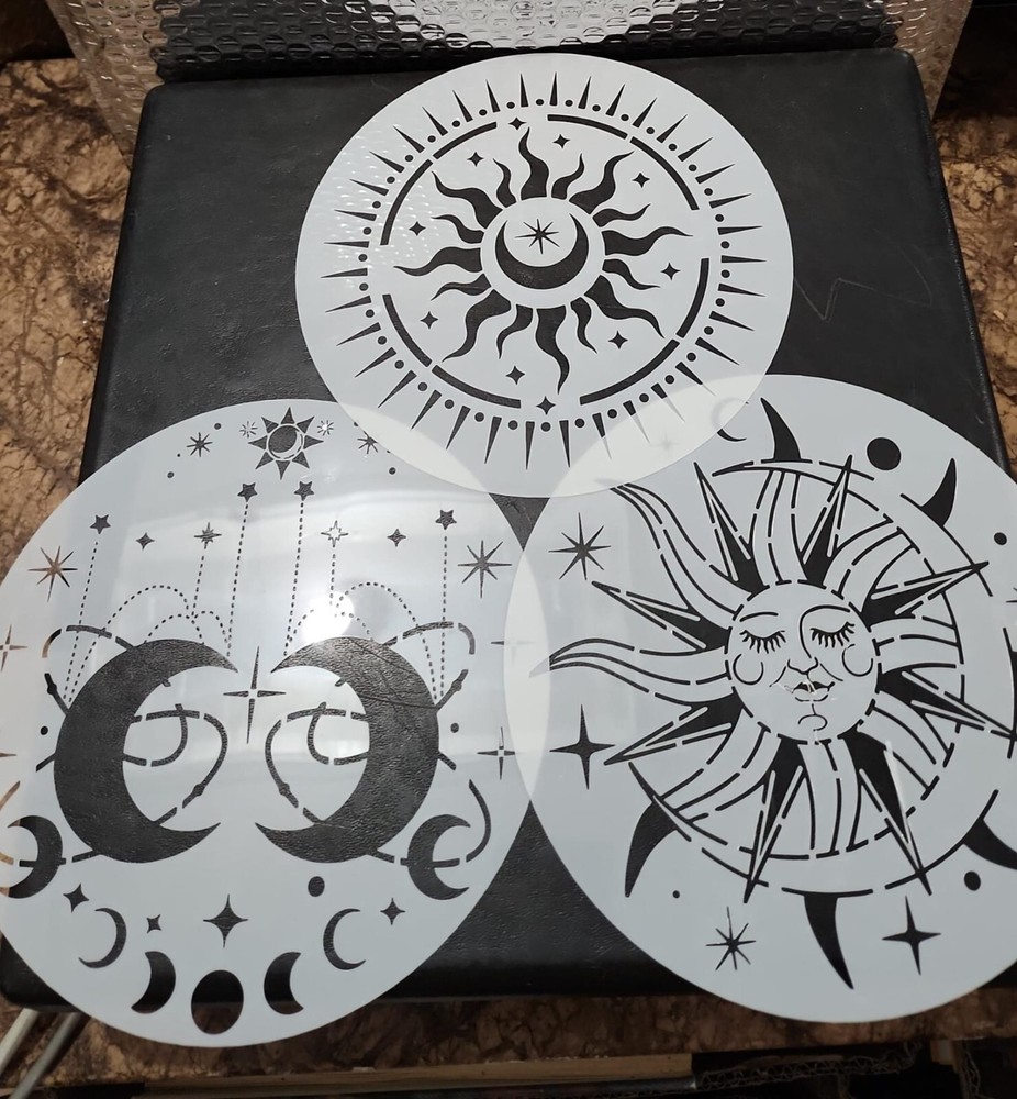 9 Pieces Mandala Sun and Moon Stencil Moon