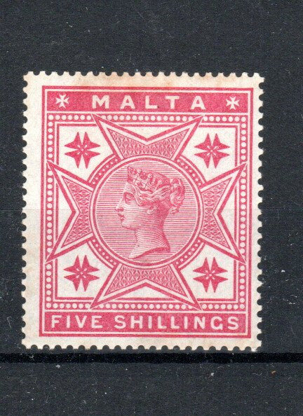 Malta 1886 5s SG 30 MH