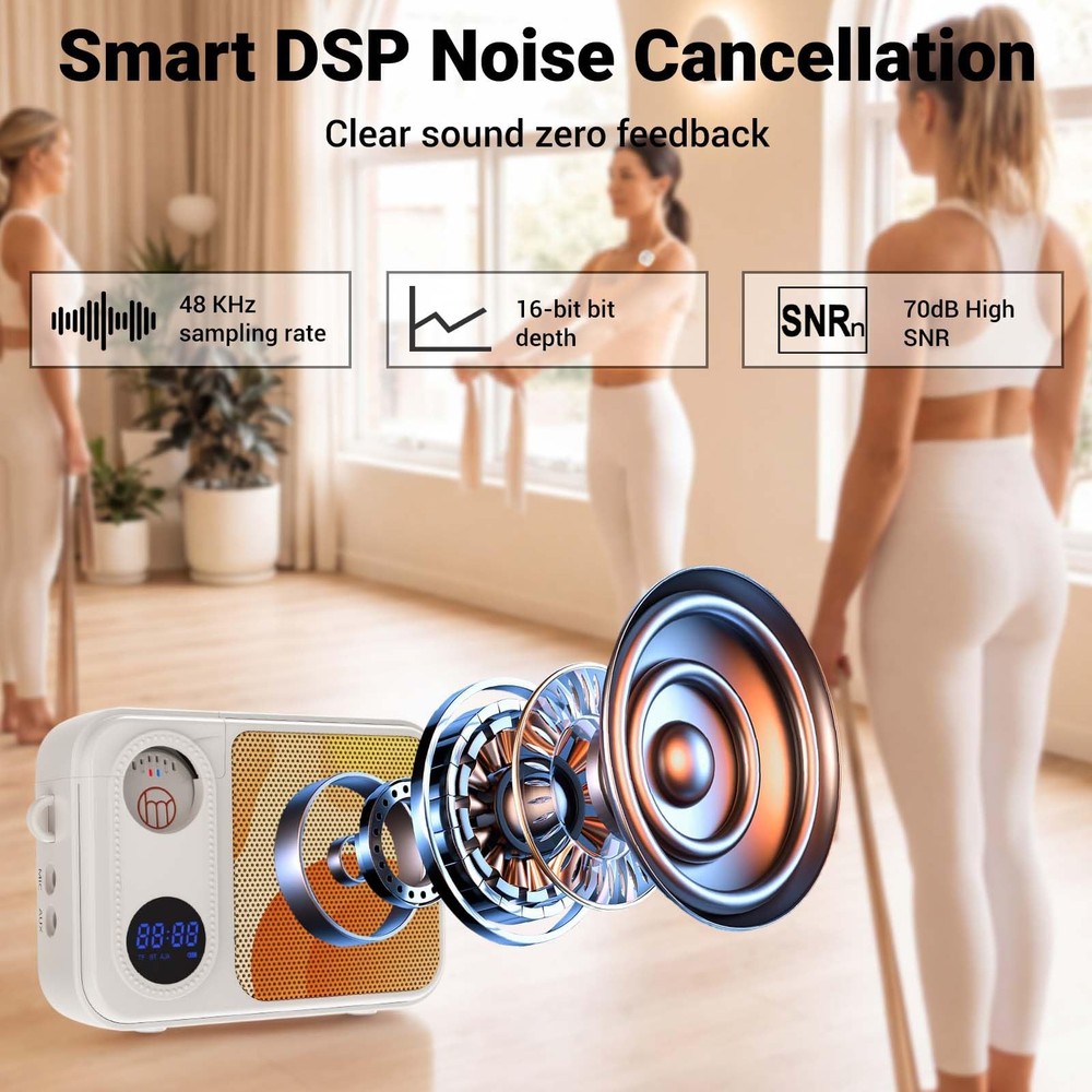 Voice Amplifier with Wireless Lavalier Lapel Microphone for Teaching,Public S...