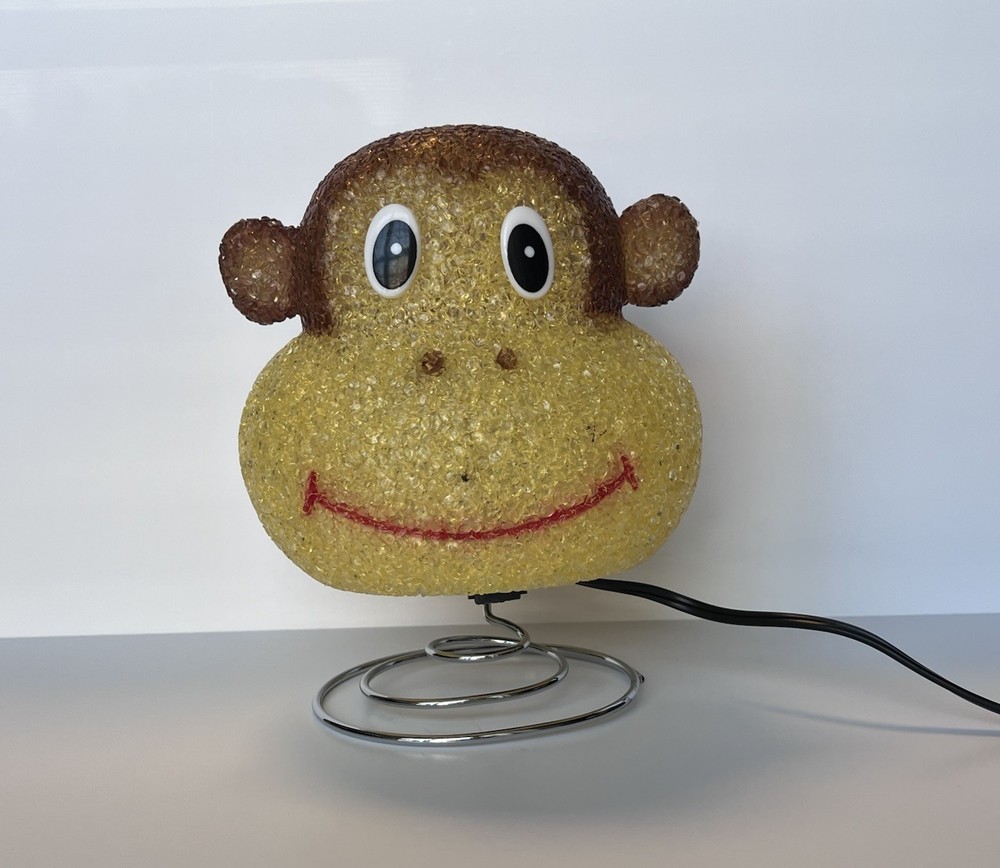 Vintage Monkey Sparkle Lamp Melted Plastic Popcorn Night Light Spring Base Y2K