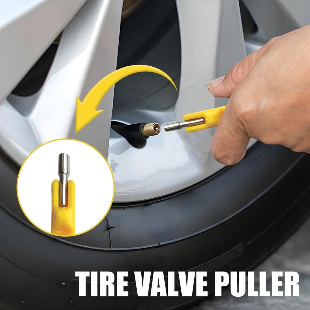Car Tire Valve Stem Puller/Installer Tool with T Handle, No Scratch Wheel Val...