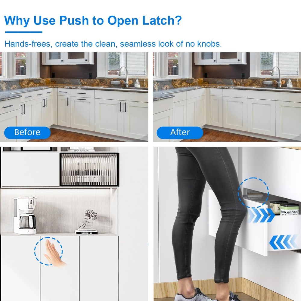 Push Open Door Latch, Jiayi 2 Pack Magnetic Cabinet 2 Pack, Silver